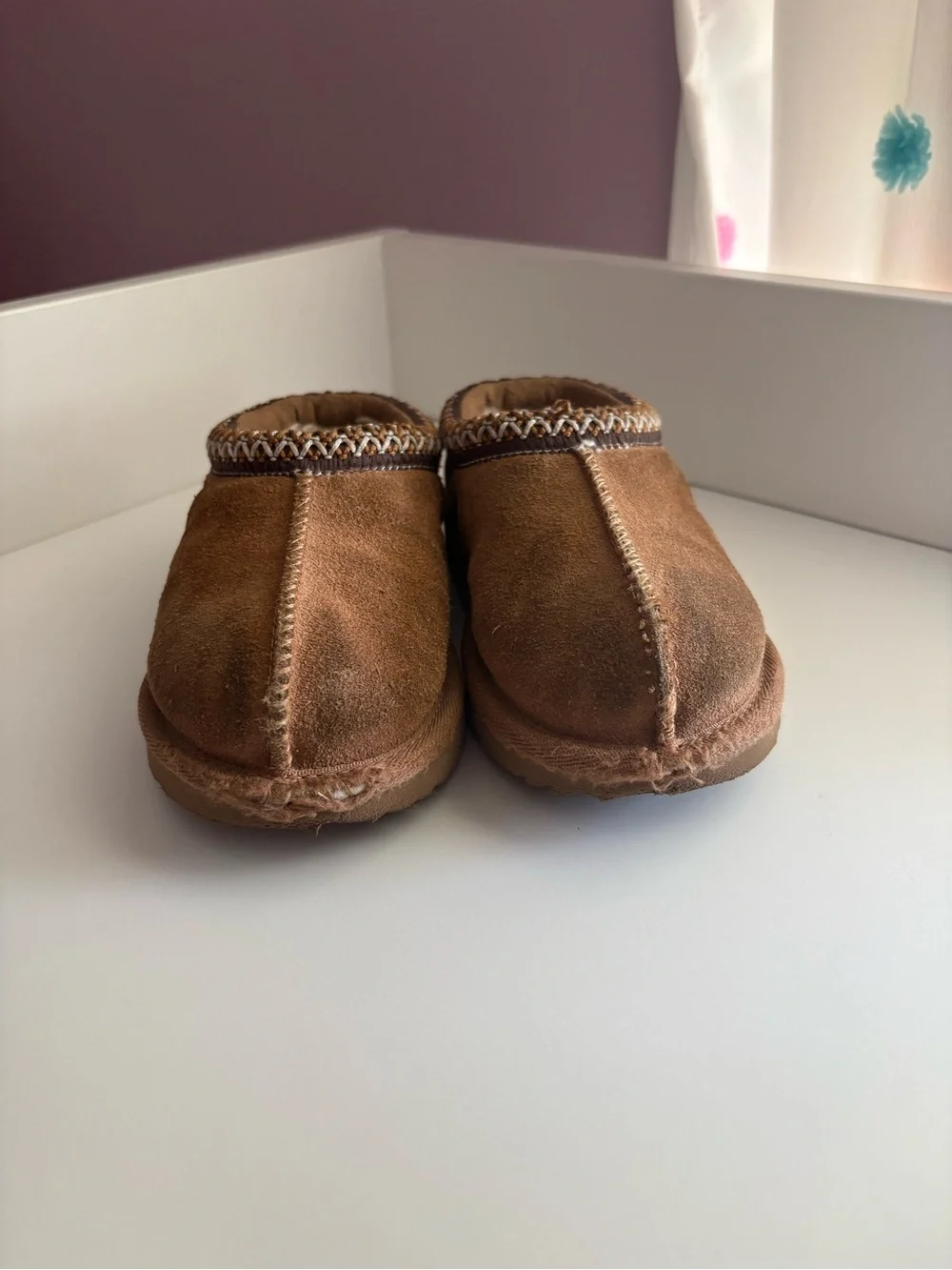 UGG Kids Tasman II Slipper Chestnut Suede Slip On Size 10